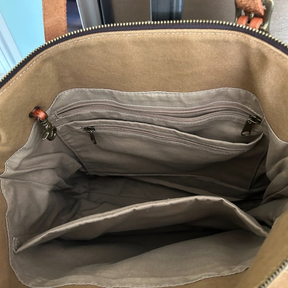 TSD The Same Direction Eco Canvas Leather Tote Laptop Bag - Picture 6 of 7
